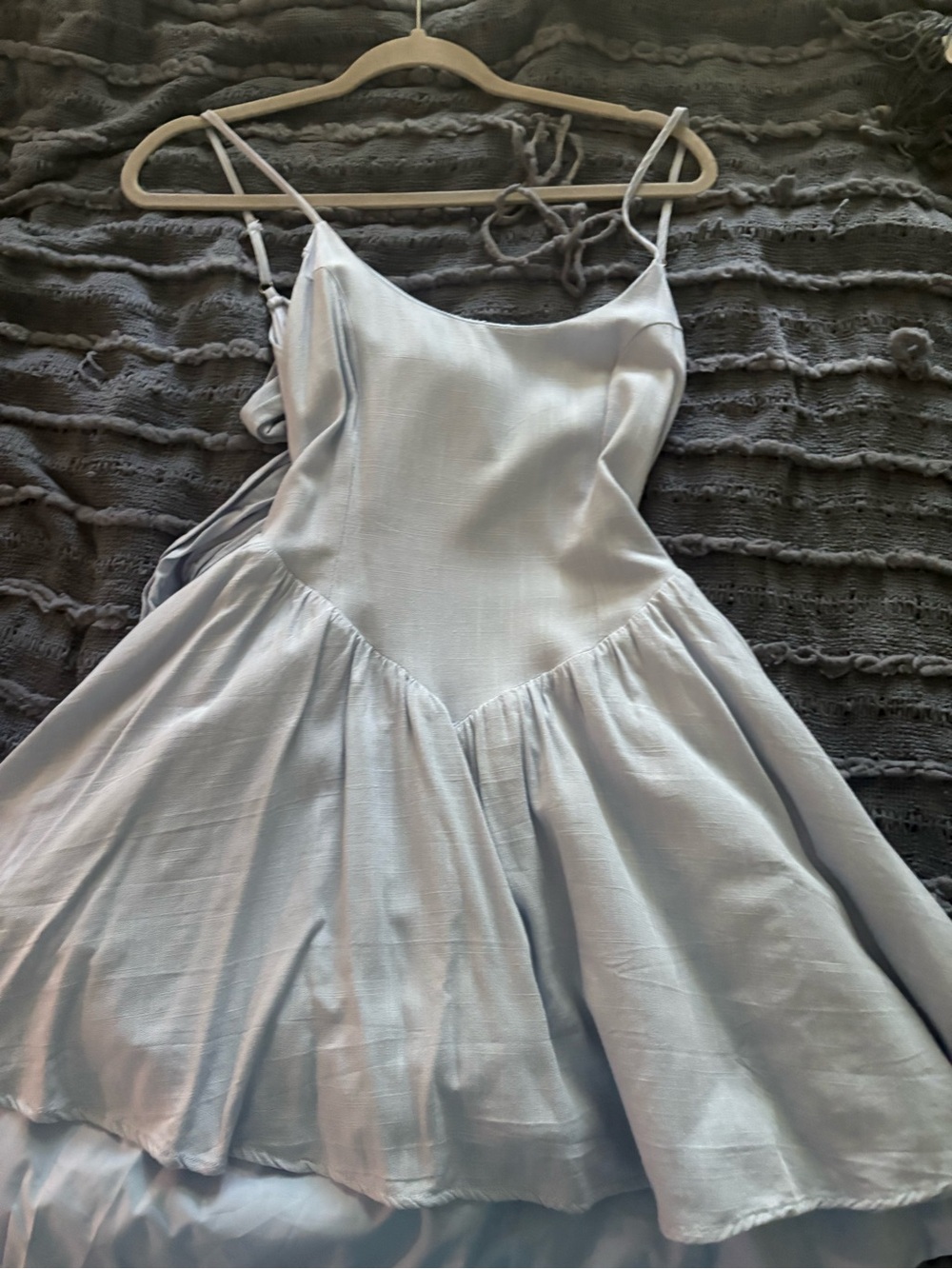 Light Blue Backless Spaghetti-Strap Summer Dress